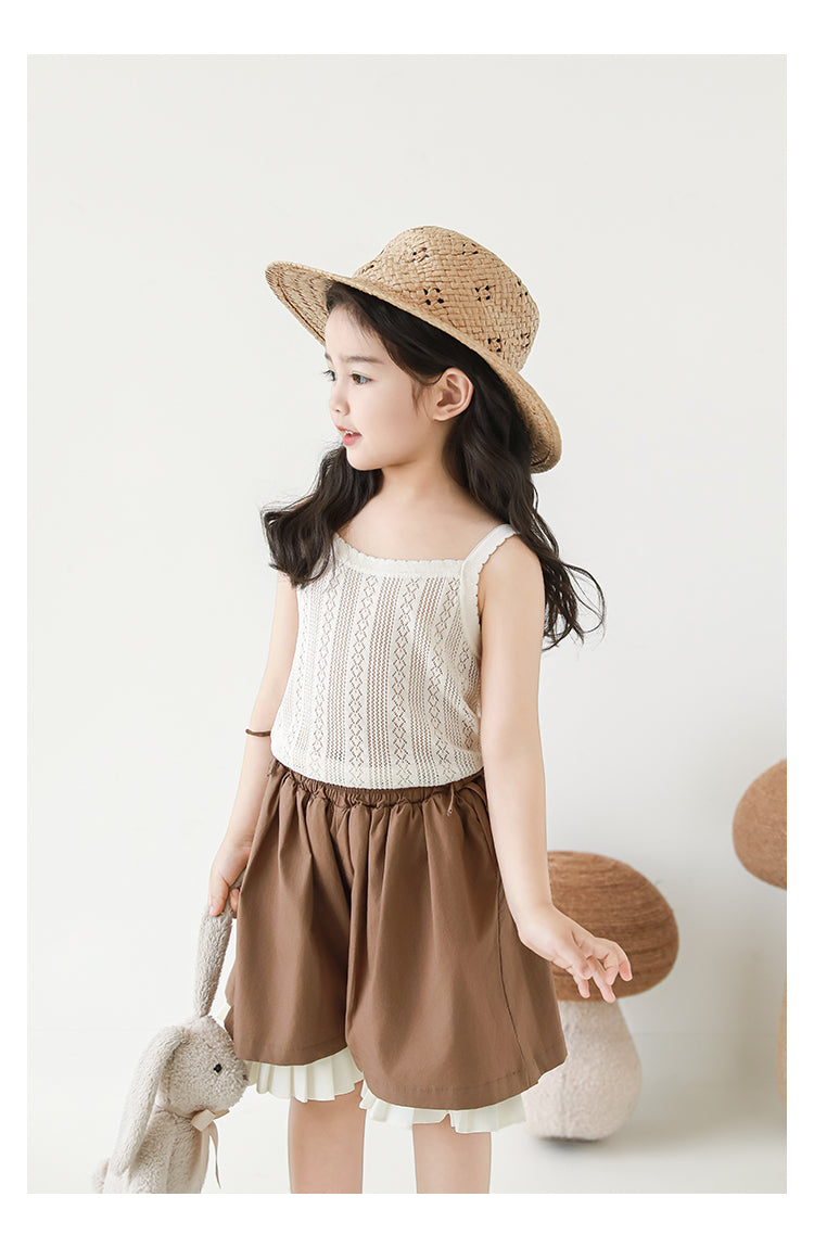 Girls Lyocell Pointelle Knit Camisole Top, Cream