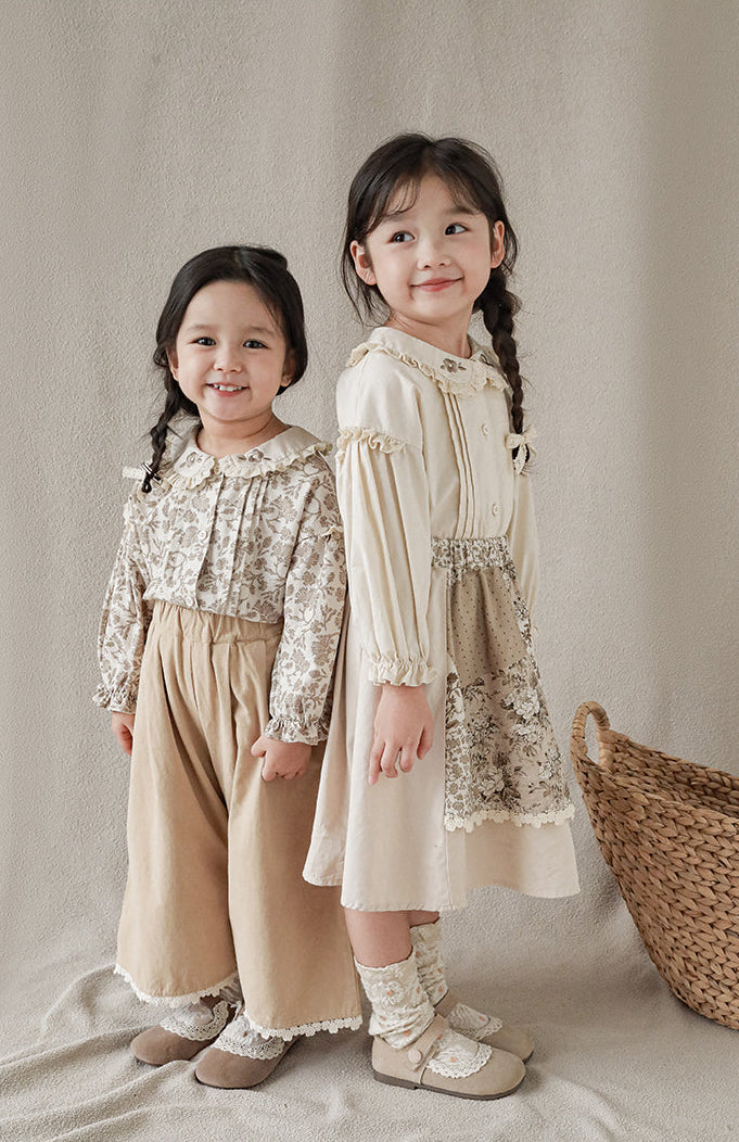 Floral Embroidered Lace Trim Blouse, Cream