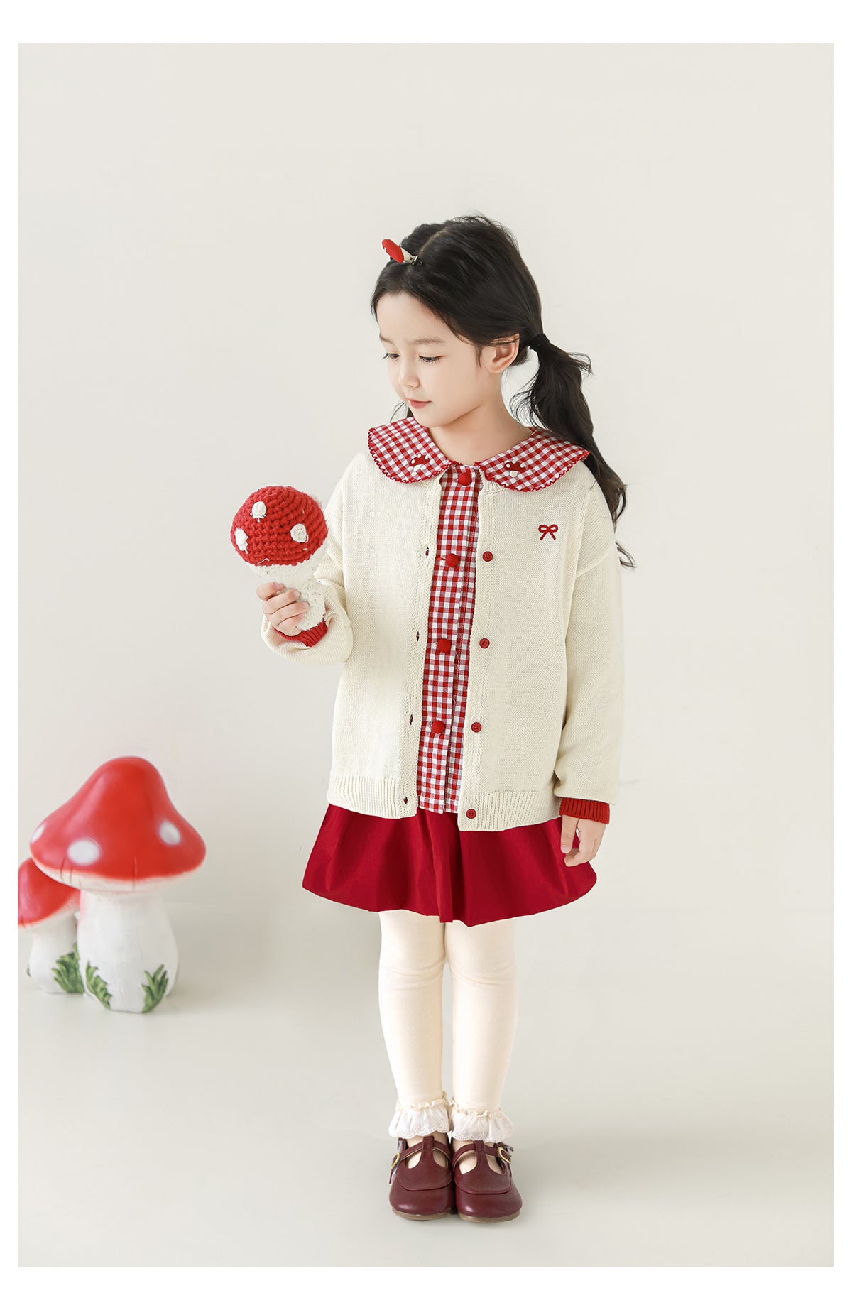 Girls Lace-Trim Cotton Leggings, Ivory
