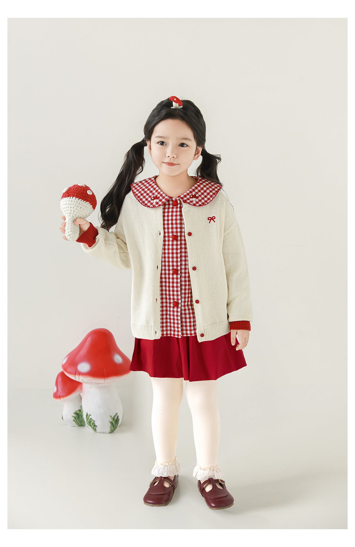Girls Lace-Trim Cotton Leggings, Ivory