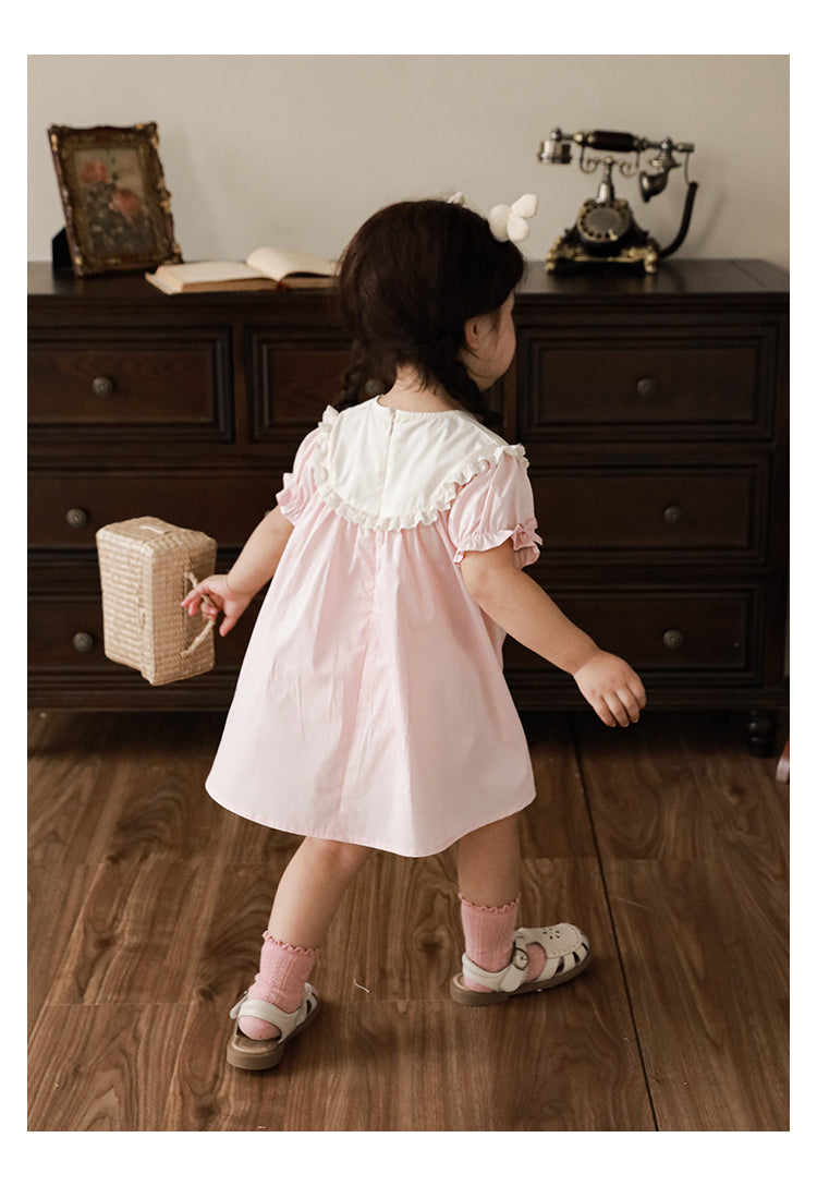 Baby Girl Pink Bunny Embroidered Dress