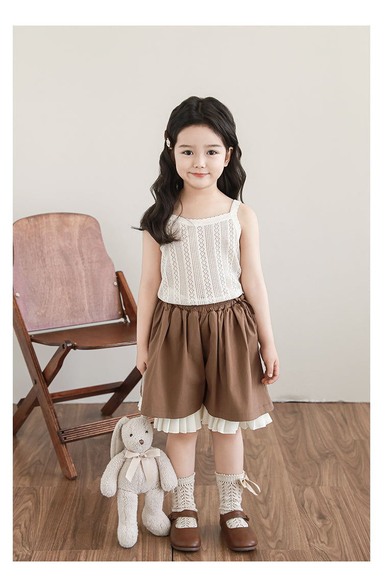 Girls Lyocell Pointelle Knit Camisole Top, Cream