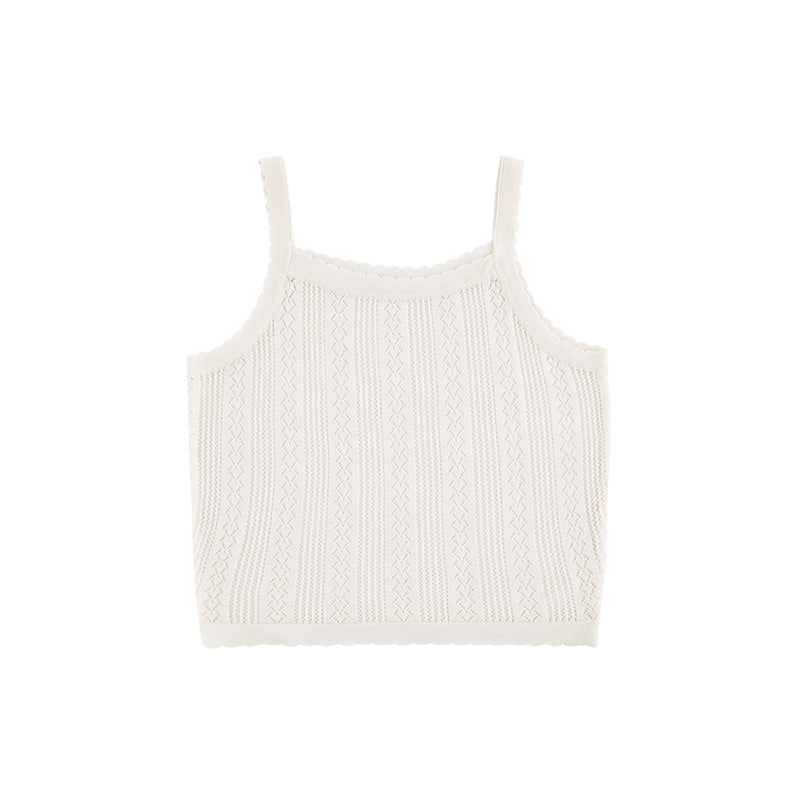 Girls Lyocell Pointelle Knit Camisole Top, Cream
