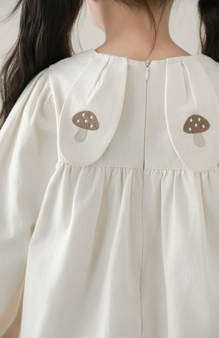 Girls Woodland Embroidered Dress, Ivory