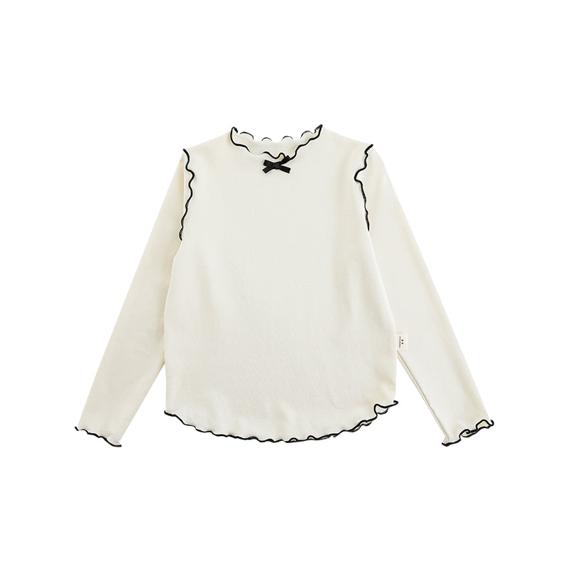 Girls soft stretch top with frill and contrast trim details