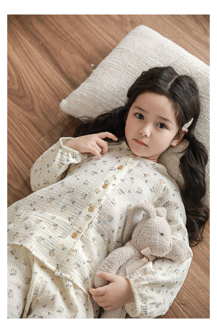 Girls Cotton Muslin Pyjama & Lounge Set, Sweet Floral