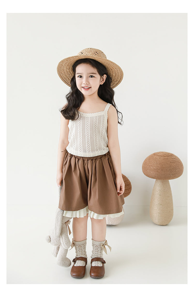 Girls Lyocell Pointelle Knit Camisole Top, Cream