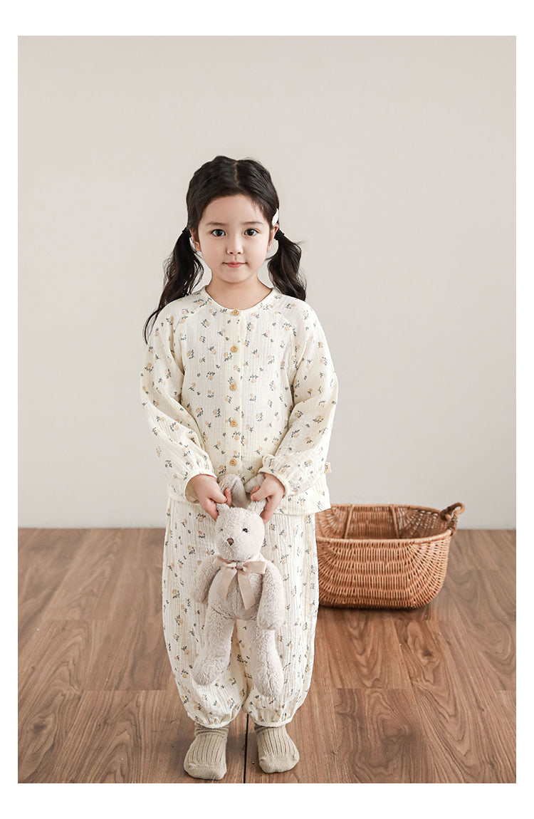 Girls Cotton Muslin Pyjama & Lounge Set, Sweet Floral