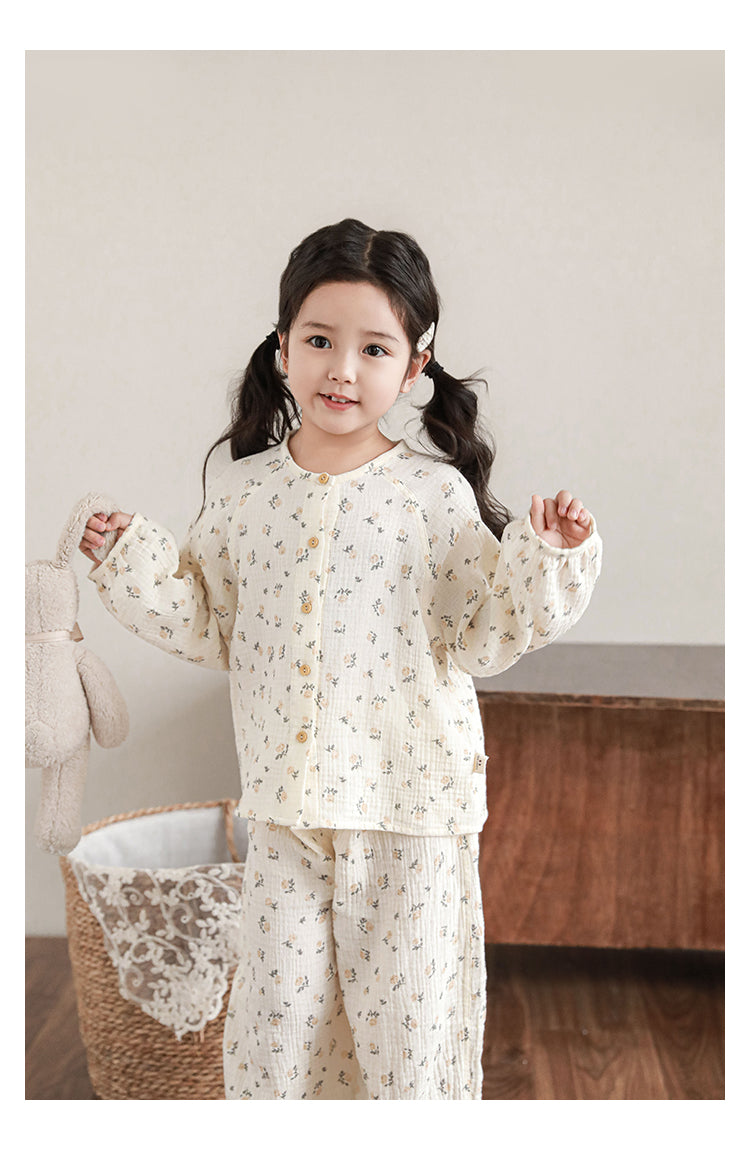 Girls Cotton Muslin Pyjama & Lounge Set, Sweet Floral