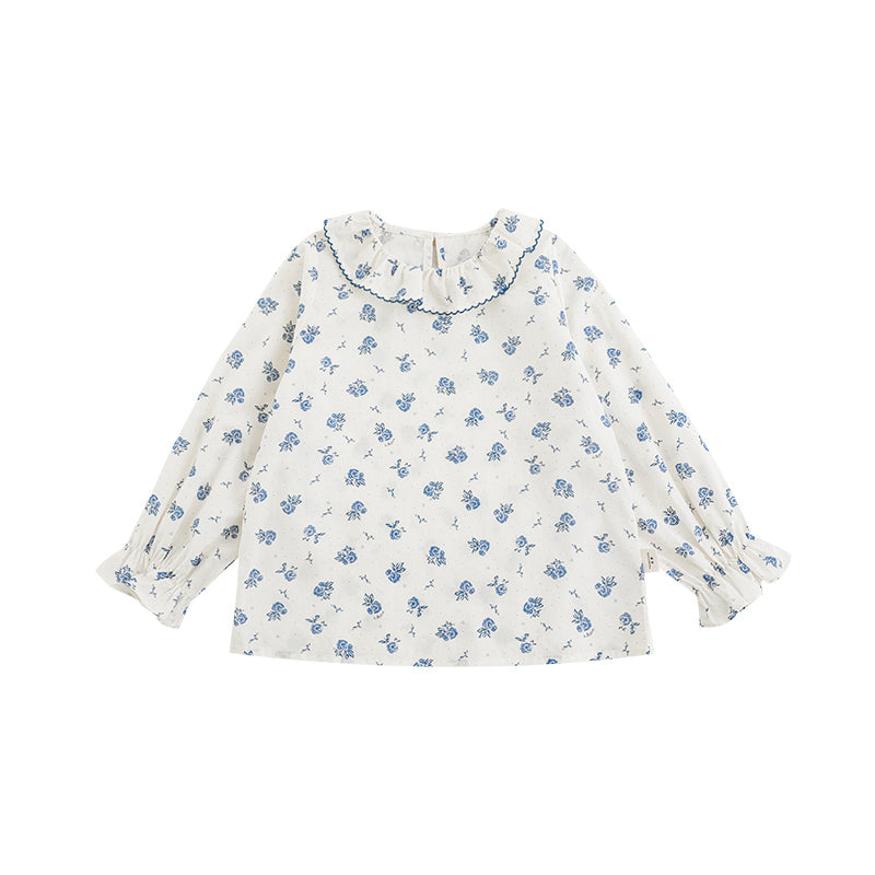 Girls lightweight floral blouse with peter pan collar, by Ava & Bear