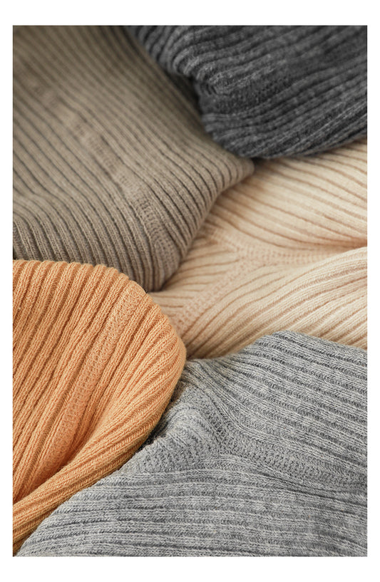 Girls Pure Cotton Ribbed Knit Tights, Dark Grey