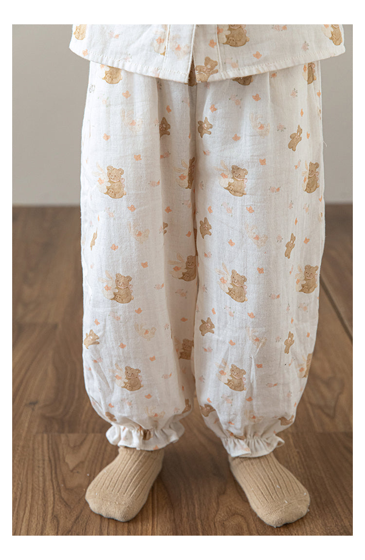 Girls Lace Collar Pyjama Set, Teddy Dreams