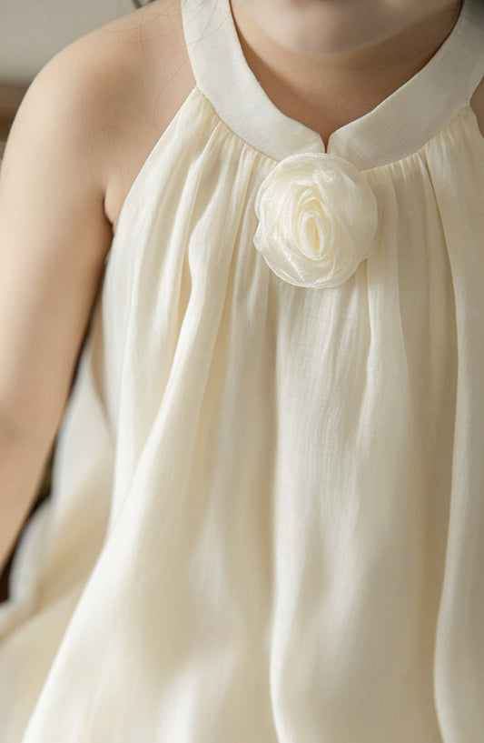 Anya Rose Appliqué Lyocell Bubble Dress, Cream