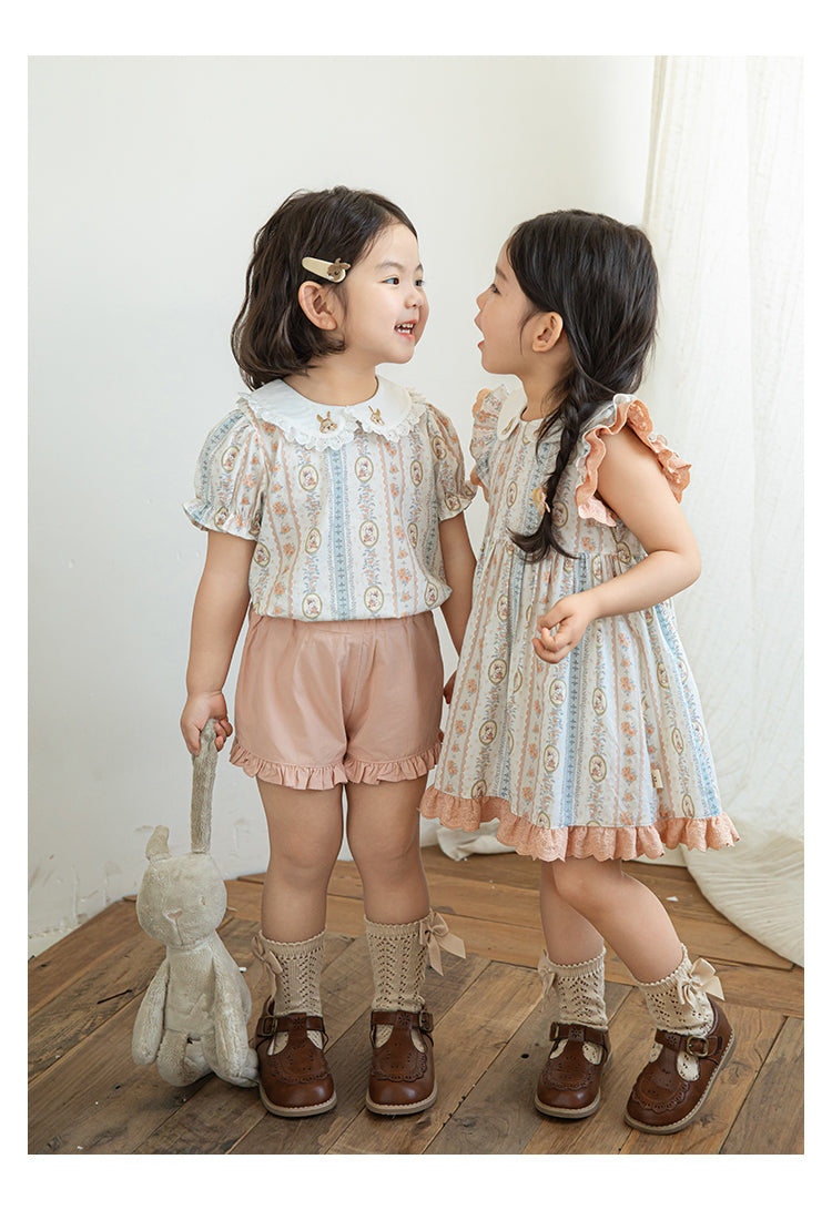 Girls wearing summer dress with soft cotton lining and delicate ruffles