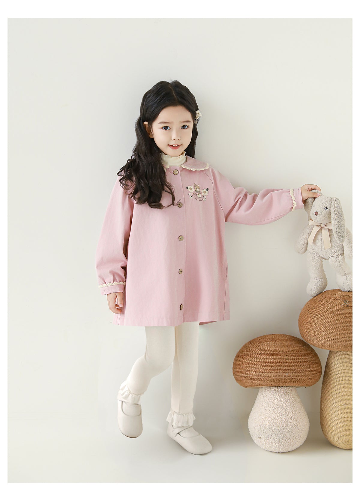 Girls Lace-Trim Cotton Leggings, Ivory