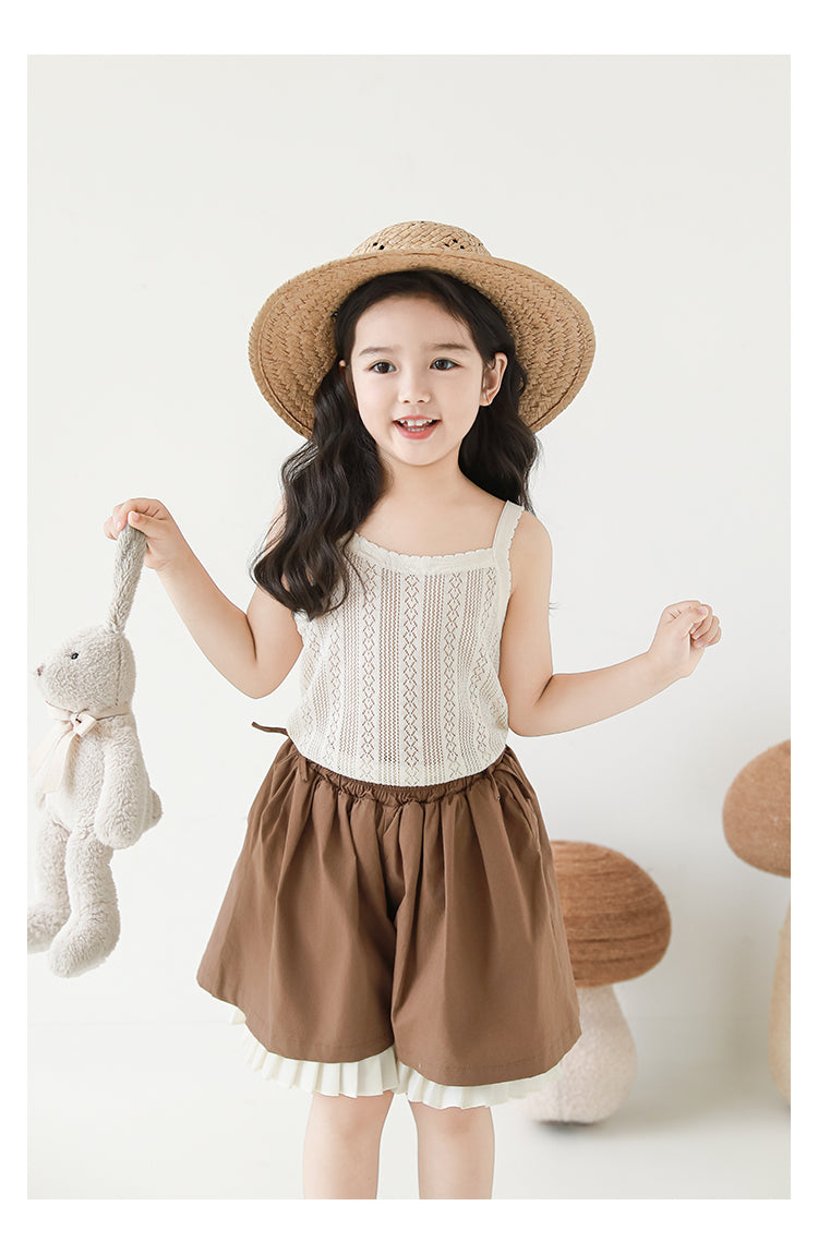 Girls Lyocell Pointelle Knit Camisole Top, Cream