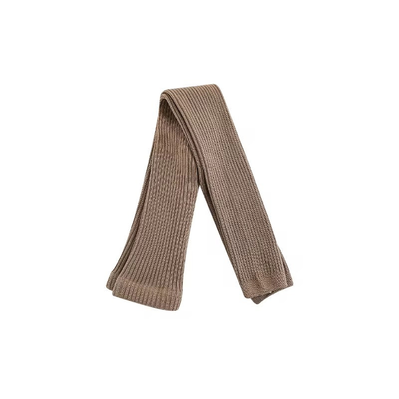 Girls’ medium weight ribbed cotton footless tights in dark beige by Ava & Bear London
