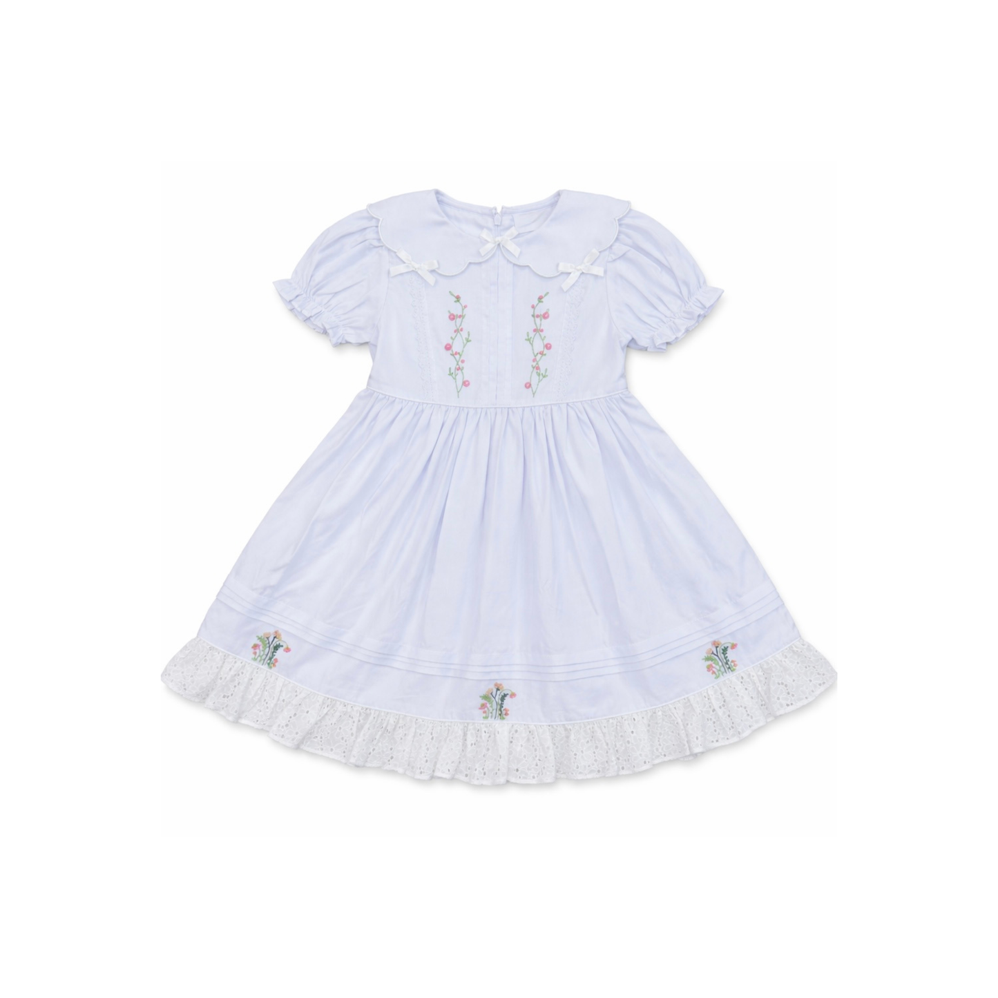 Iris Floral Embroidered Dress, Ivory