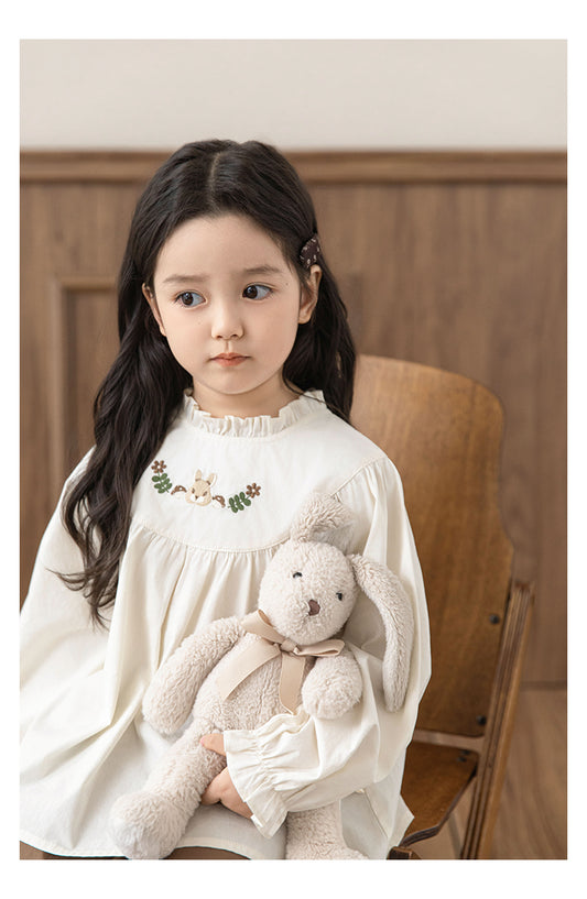 Girls Embroidered Ruffled Doll Blouse