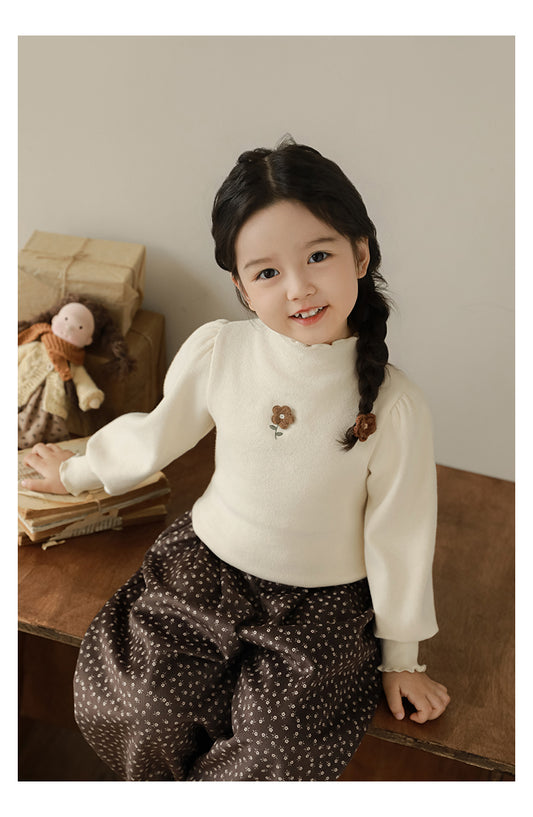 Elegant girls embroidered puff sleeve top by Ava & Bear London