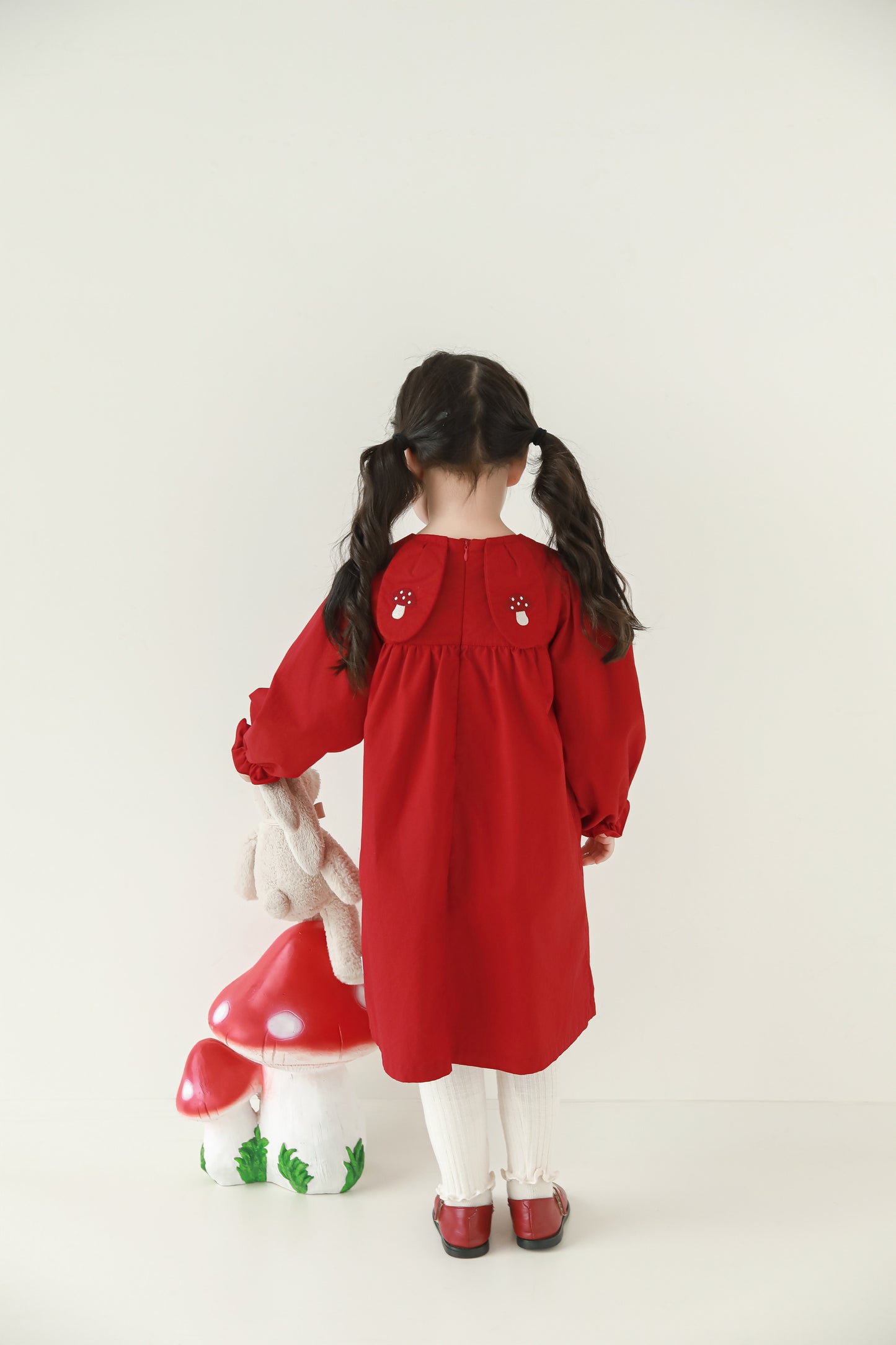 Girls Woodland Embroidered Dress, Berry Red