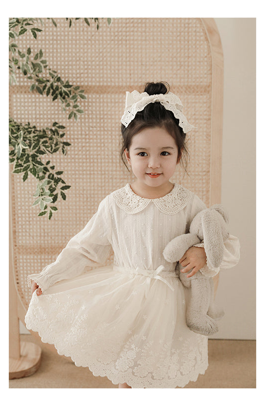 Girls' chiffon layer skirt with lace embroidery, by Ava & Bear London