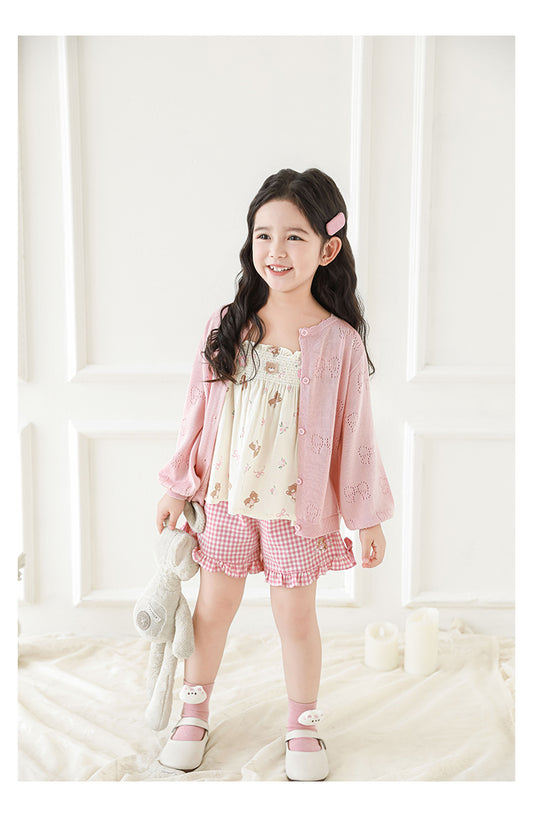 Baby Girl Lyocell Pointelle Knit Cardigan, Blush Pink