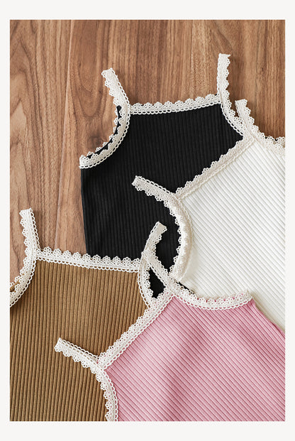girls strappy top with lace trim details in various colours, by Ava & Bear London