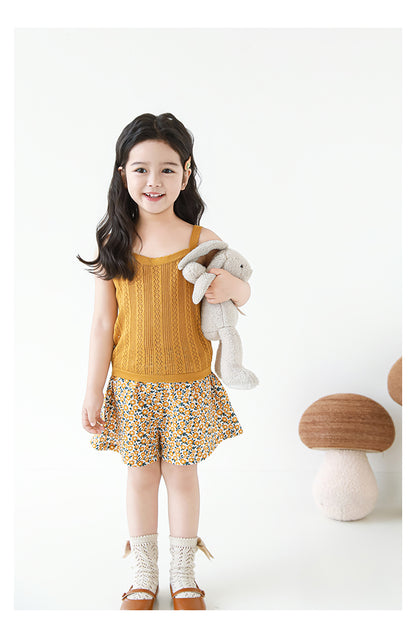 Girls Lyocell Pointelle Knit Camisole Top, Honey Mustard