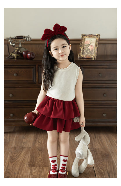 Girls Lyocell Ribbed Knit Vest, Ivory White