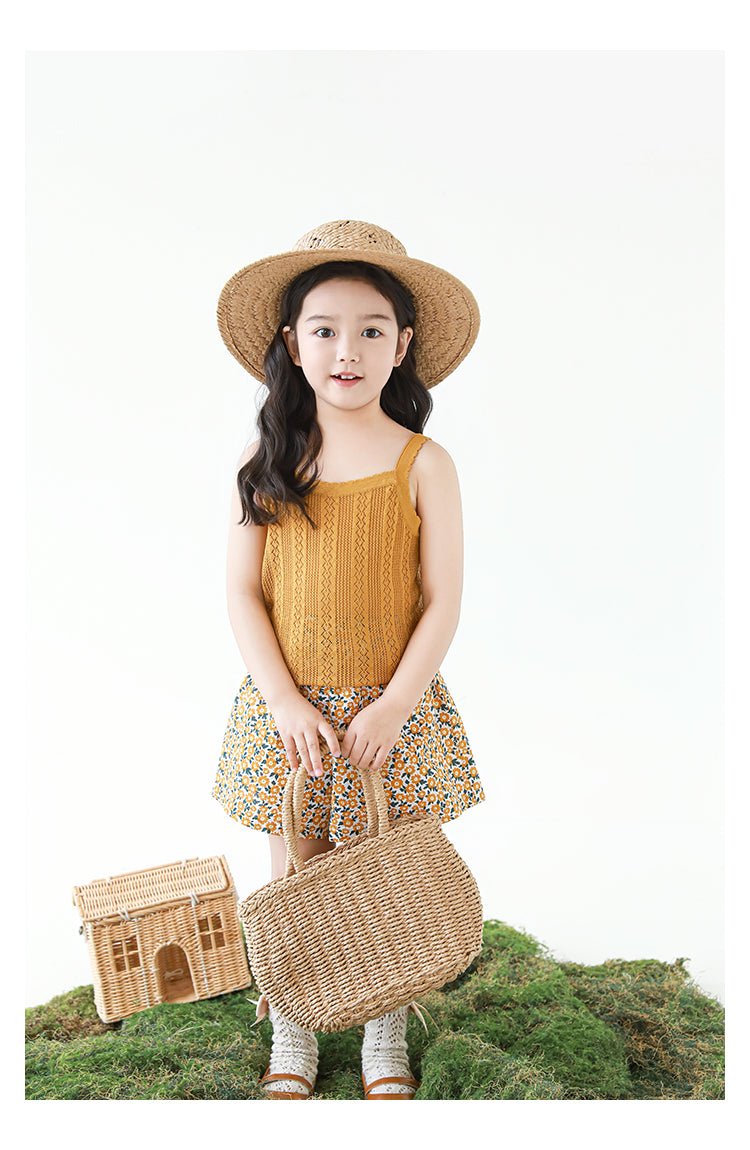 Girls Lyocell Pointelle Knit Camisole Top, Honey Mustard