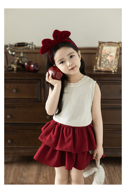 Girls Lyocell Ribbed Knit Vest, Ivory White