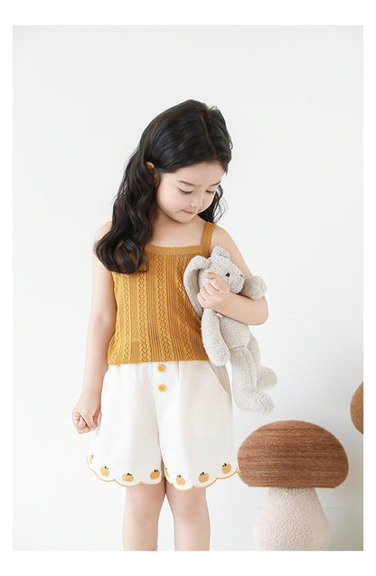 Girls Lyocell Pointelle Knit Camisole Top, Honey Mustard