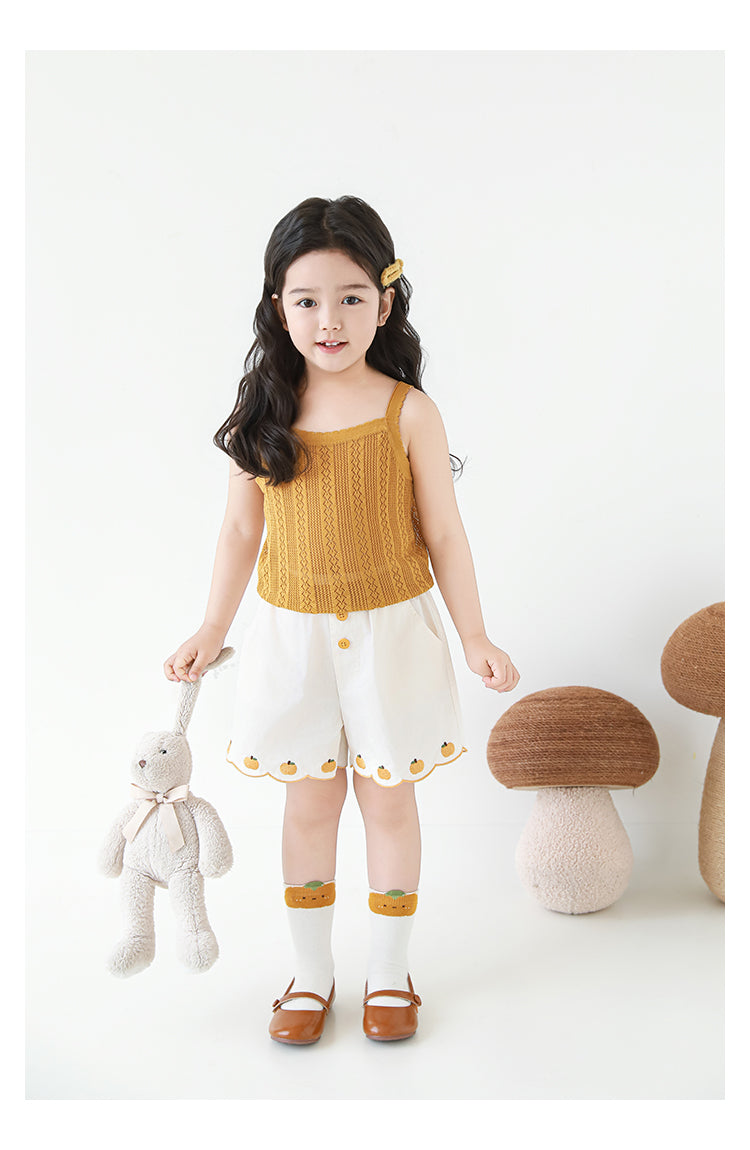 Girls Lyocell Pointelle Knit Camisole Top, Honey Mustard