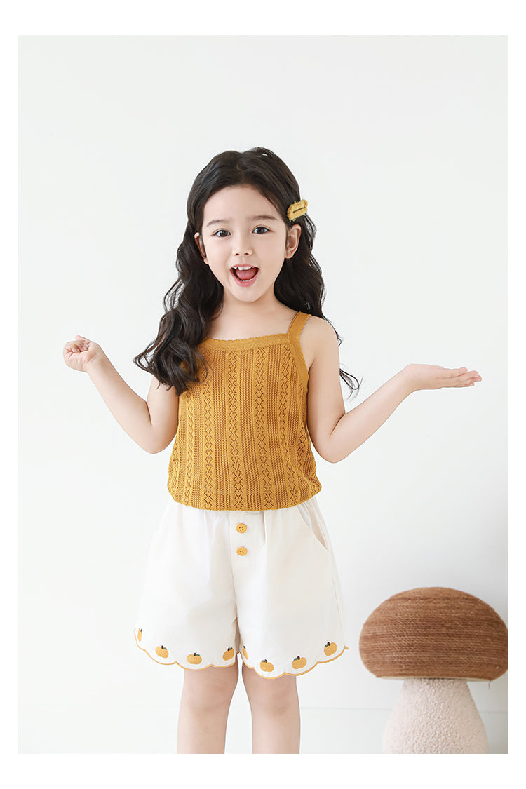 Girls Lyocell Pointelle Knit Camisole Top, Honey Mustard