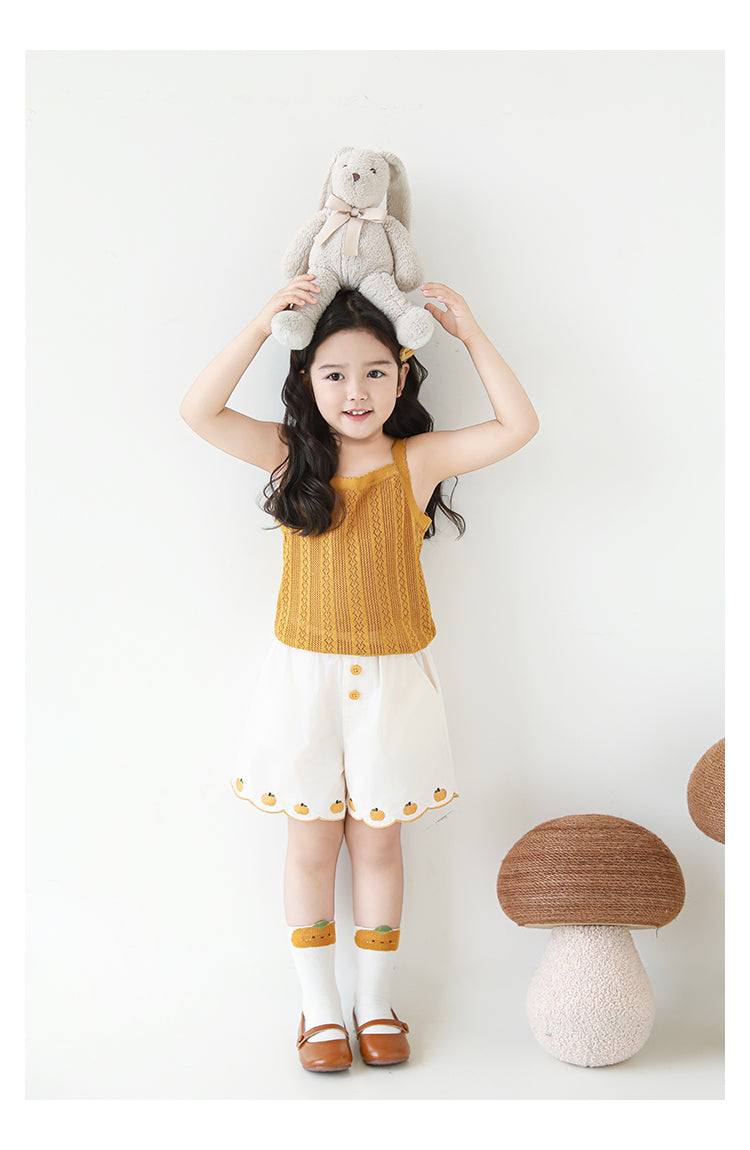 Girls Lyocell Pointelle Knit Camisole Top, Honey Mustard