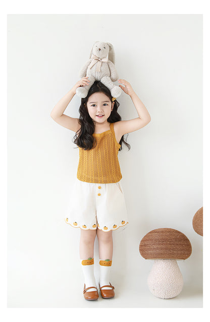 Girls Lyocell Pointelle Knit Camisole Top, Honey Mustard