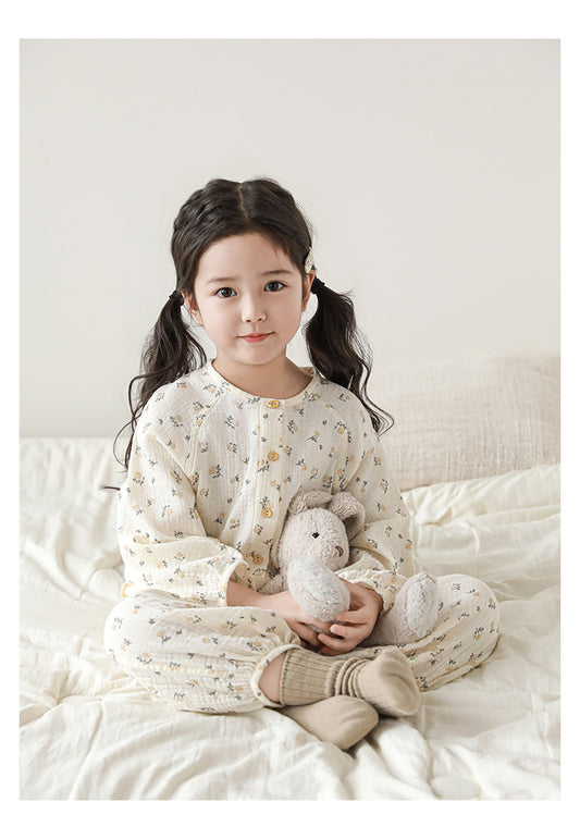 Girls Cotton Muslin Pyjama & Lounge Set, Sweet Floral