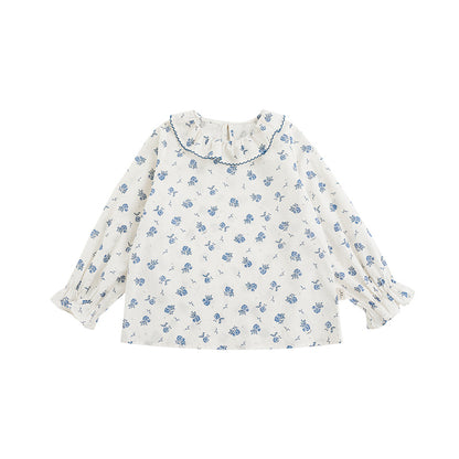 Girls lightweight floral blouse with peter pan collar, by Ava & Bear