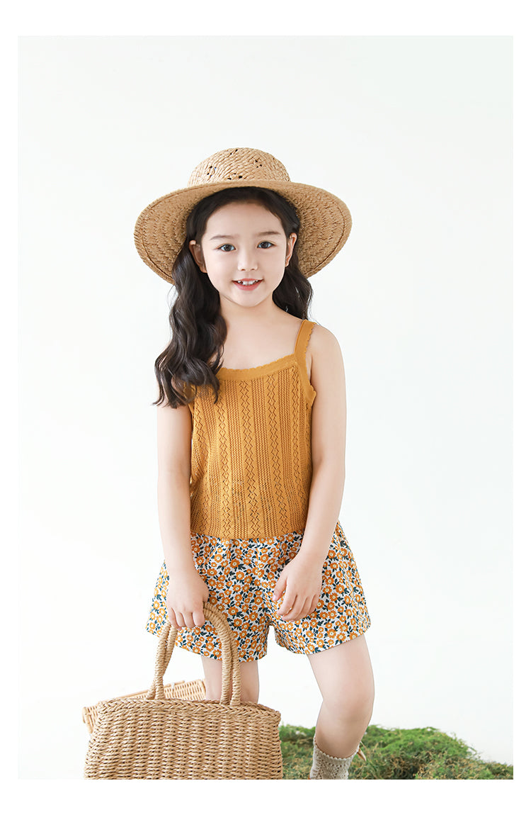 Girls Lyocell Pointelle Knit Camisole Top, Honey Mustard
