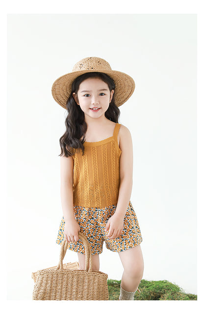 Girls Lyocell Pointelle Knit Camisole Top, Honey Mustard