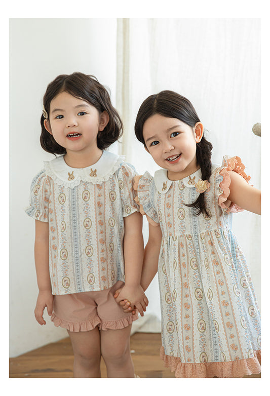 Girls Embroidered Bunny Floral Dress