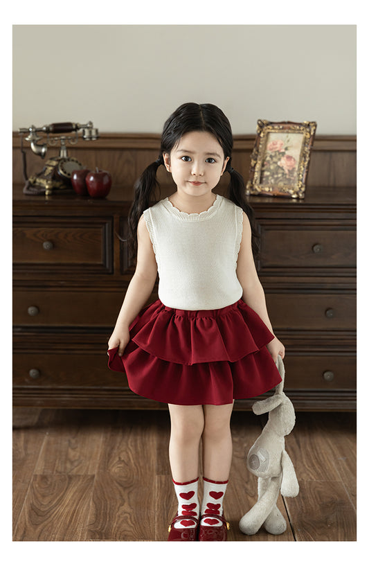 Girls Lyocell Ribbed Knit Vest, Cream