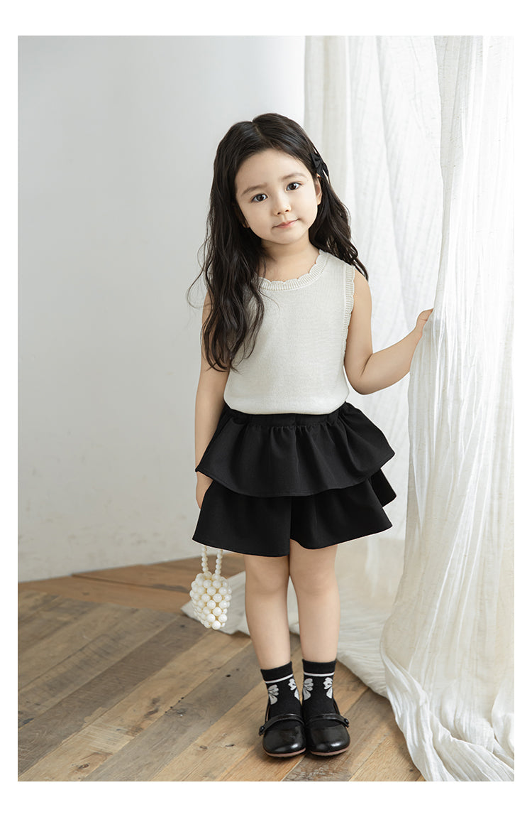 Girls Lyocell Ribbed Knit Vest, Ivory White