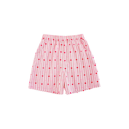 Ava & Bear London girls pink striped cotton shorts with dotted print – lightweight summer kidswear