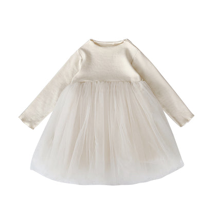 Girls Frill-Trim Chiffon Tulle Dress, Ivory
