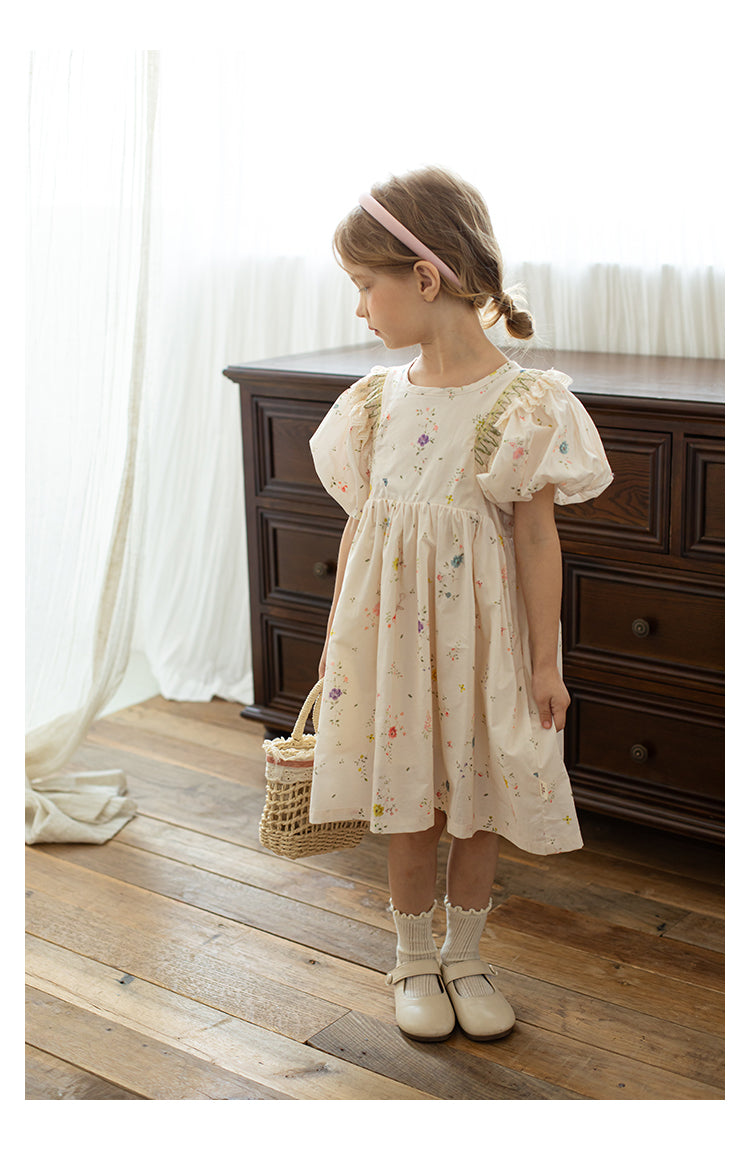 Baby Girl Floral Smocked Dress, Ivory White