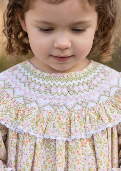 Camille Ruffled Smock Dress, Peach Blossom