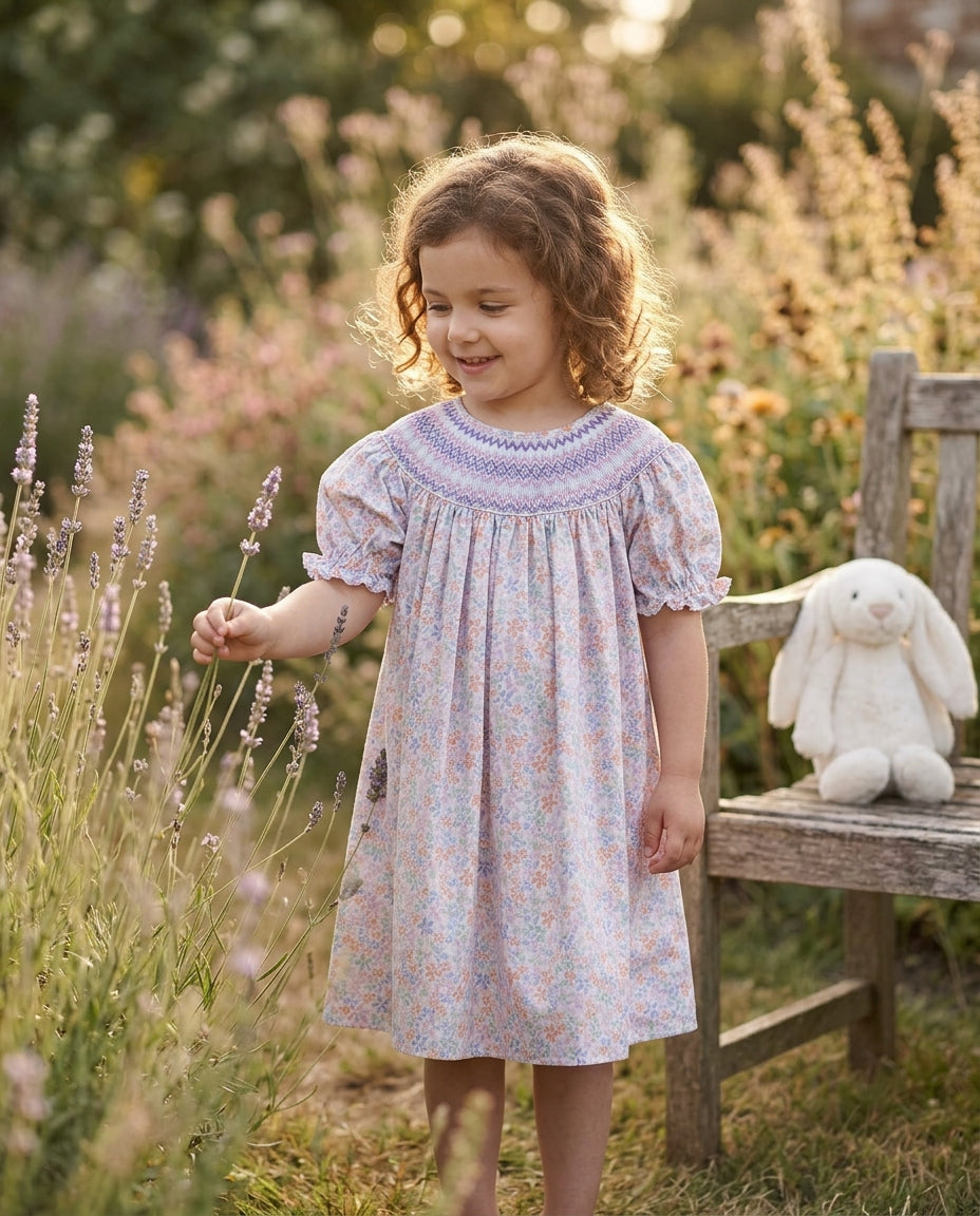 Amelia Hand-Smocked Dress, English Garden