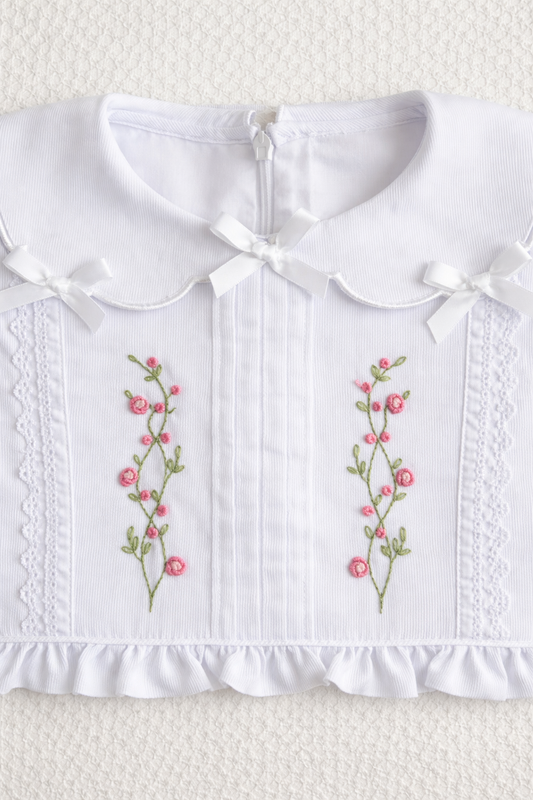 Iris Floral Embroidered Dress, Ivory